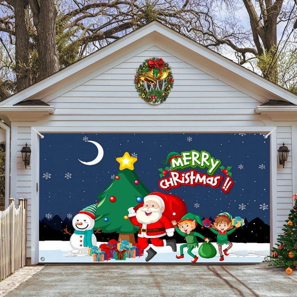 Fiudx Navidad Decora La Tela De Fondo Para El Día De Navidad, Decora La Puerta Del Garaje Con Tela Tipo Tapiz