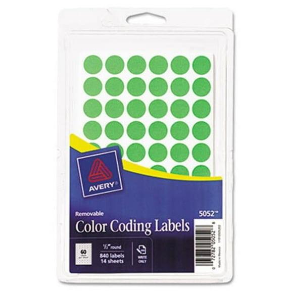 Avery Removable Self-Adhesive Color-Coding Labels - Neon Green - 840/Pack