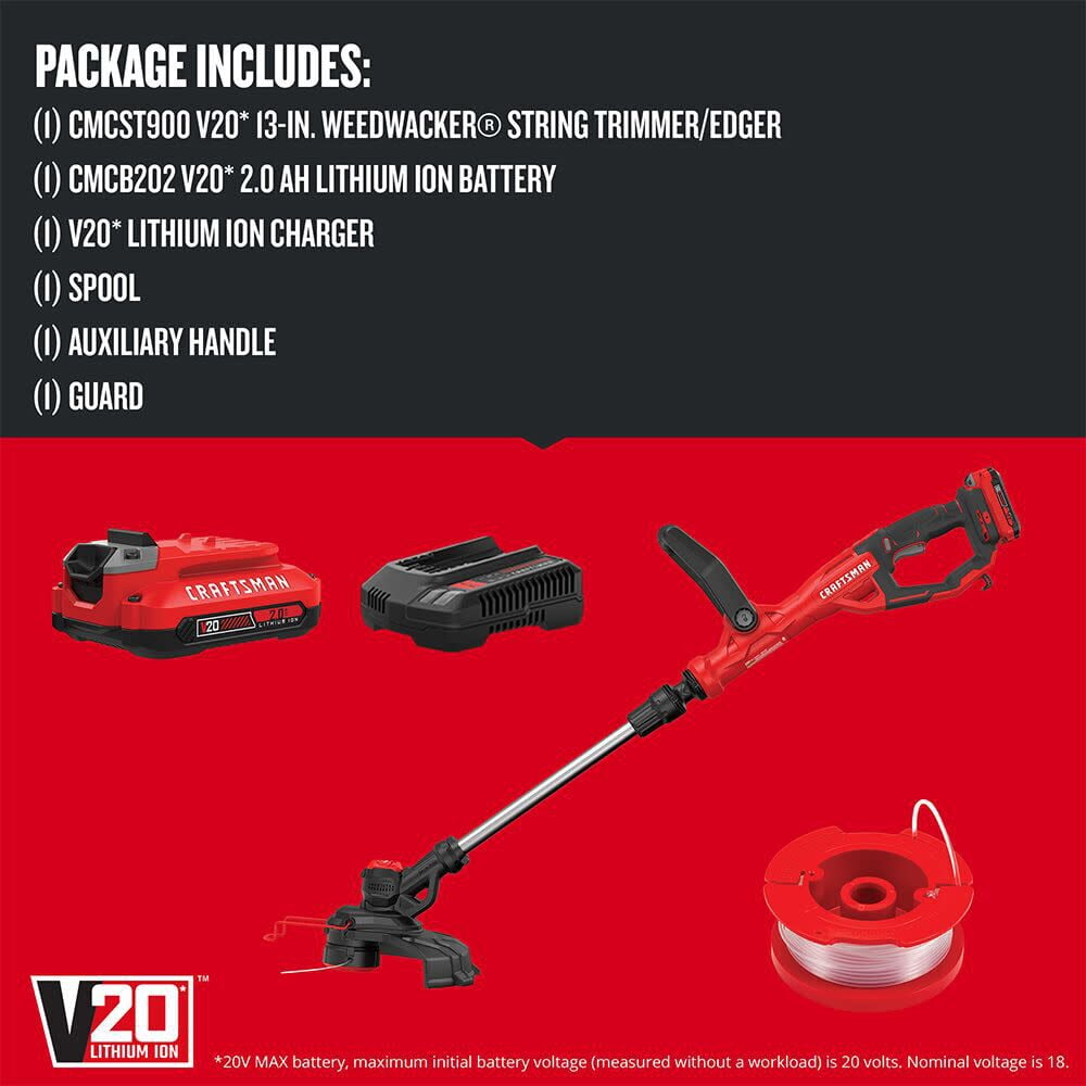 BLACK+DECKER CM-CST900D1 20V Battery-Powered Straight Shaft String Trimmer/Edger Kit