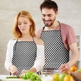 thumbnail image 5 of Black White Small Checkered Pattern Apron-Garden Aprons for Women with Pockets-Cotton Linen Waterproof Kitchen Cooking Gardening Aprons Adjustable for Kitchen,Cooking,BBQ and Salon 33x27 Inch, 5 of 7