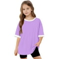 thumbnail image 7 of Teens Oversized T Shirts Loose Fit Short Sleeve Tees Crew Neck Color Block Summer Tops 2025 Fashion for Kids Boys Girls, 7 of 7