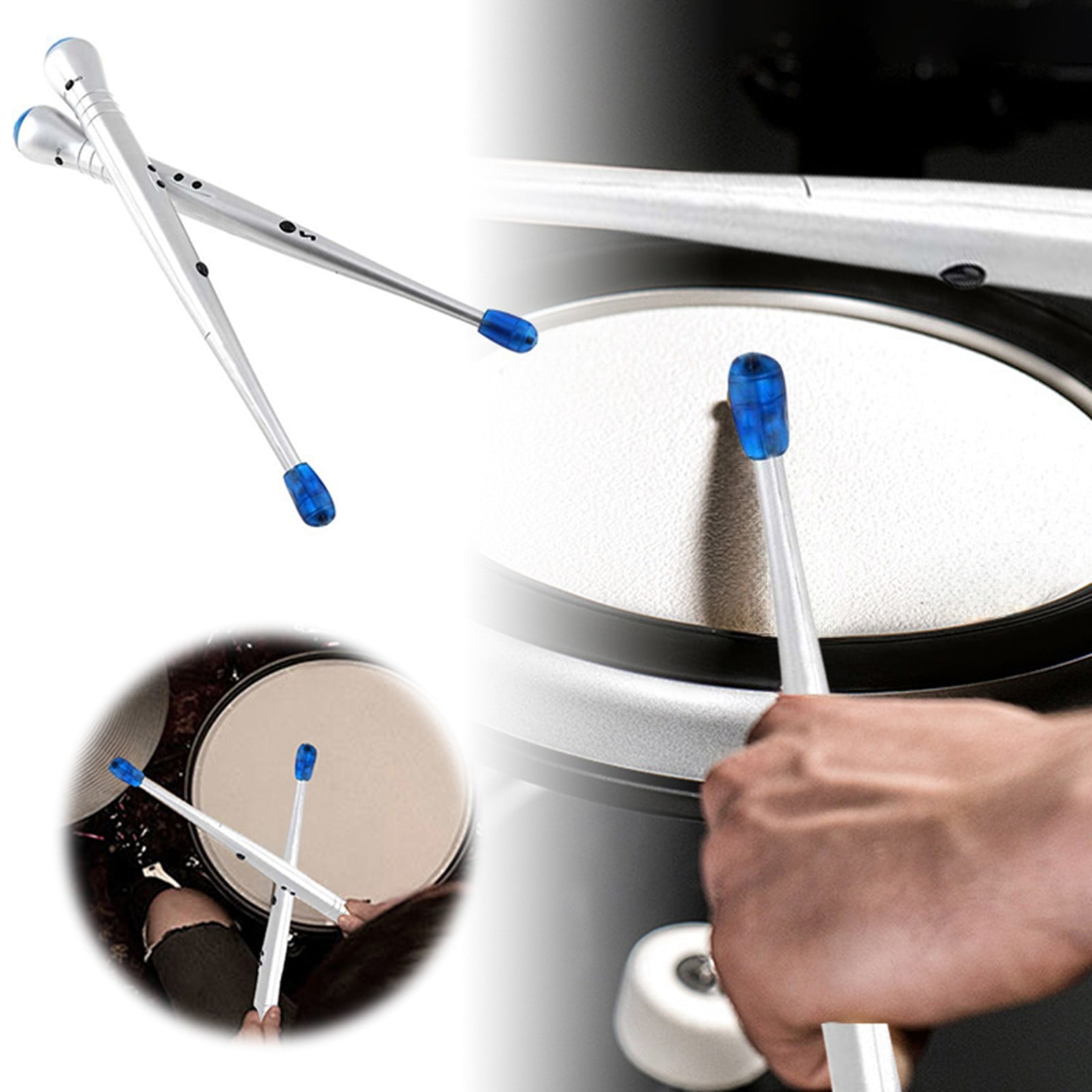Electronic Air Drumsticks 1 Pair, Adjustable Sensitivity Light Up Drumsticks with Rock Beat Sound, Portable Digital Drum Sticks for Kids Adults Beginners, Percussion Instrument Tool