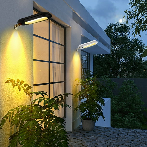 Luz solar de pared con sensor de día/noche - Iluminación impermeable IP65 para vallas exteriores de jardín, patio, puerta, jardín (pack 1, blanco o negro)