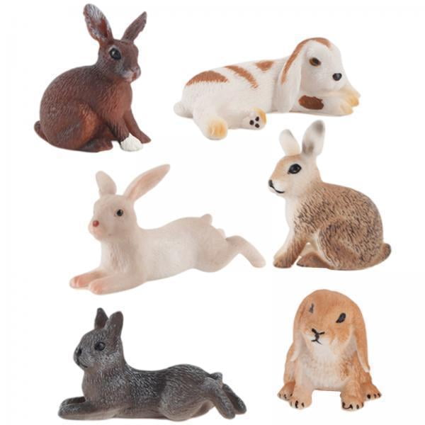 Animales Figura Conejo Juguete CUTICAT 6 Piezas para Fiesta Favores Cupcake Juego de Conejo
