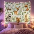 thumbnail image 2 of Woodland Animals on Cream Background Peaceful Watercolor for Kids Nursery, Forest Animal Wall Art Birthday Gift Tapestry Wall Hanging for Bedroom and Playroom, 2 of 7