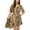 Brown, variant on Women's Animal Print High-Low Dress with Short Sleeves and V-Neckline Flowy Silhouette- Large, Brown
