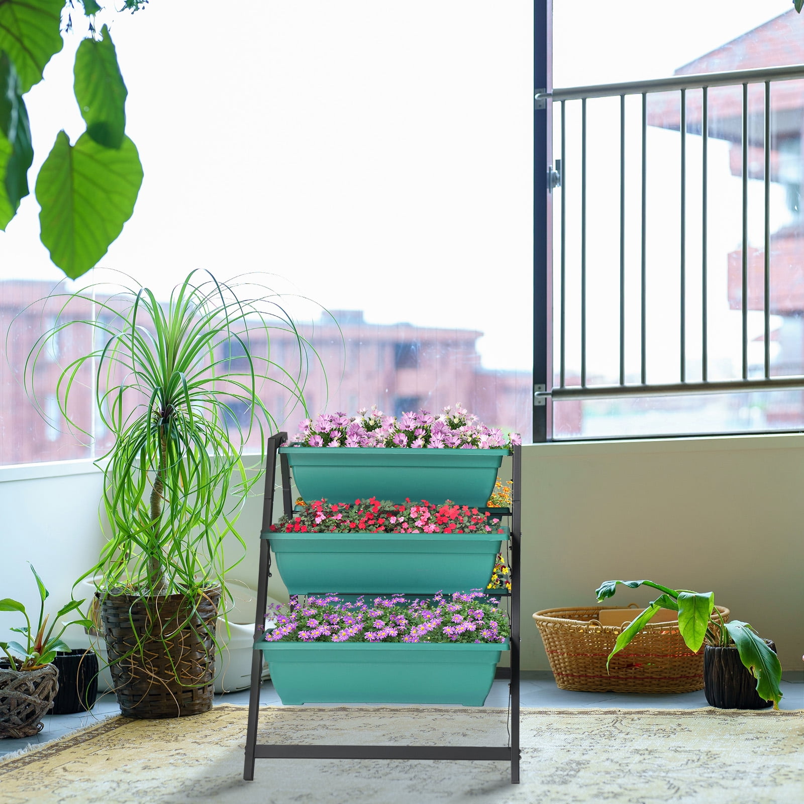 Raised Garden Planter Bed, Tiered Planter Stand with 5 Boxes, Vertical Raised Garden Bed for Herbs, Flowers, Vegetables in Patio Balcony Indoor Outdoor