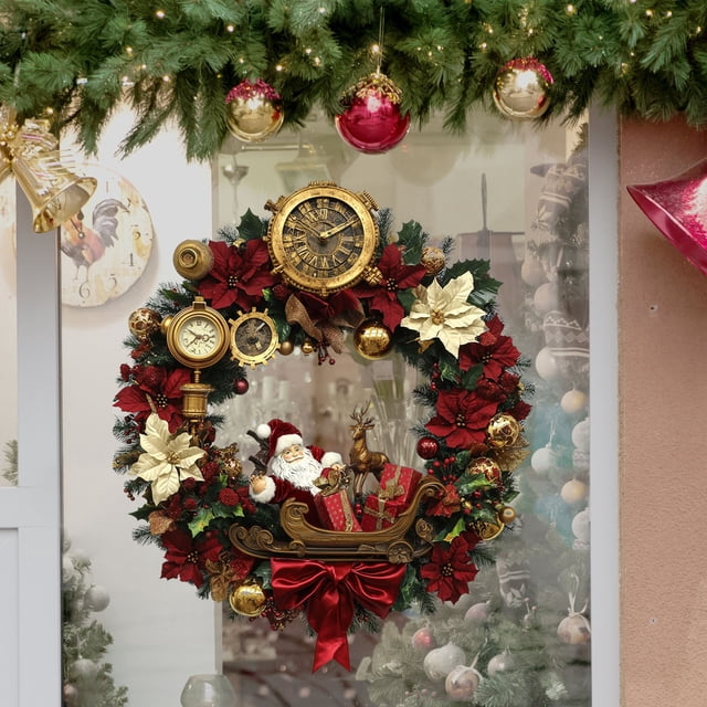 LSLJS Christmas Wreath Christmas Window Post Three Dimensional Garland Hanging Party Window Decoration Stickers Christmas Decorations