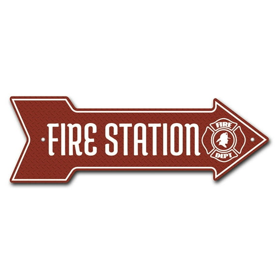 SignMission P-ARROW10-999871 10 x 30 in. Wide Fire Station Arrow Sign
