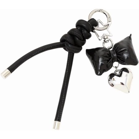 1Pc Imitation Leather Keychain Bowknot Strap Bag Hanging Accessories Heart Black 150mm 1pc/set Craft
