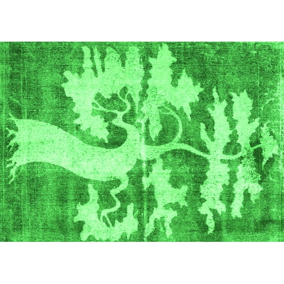 Ahgly Company Indoor Rectangle Persian Green Traditional Area Rugs, 5' x 7'