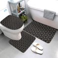 Bathroom Rugs Set 3 Piece Gold dark blue snowflake print, Bath Mats