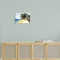thumbnail image 2 of Summer Palm Overhanging Beach Coastal Painting Unframed Art Print Wall Art, 2 of 6