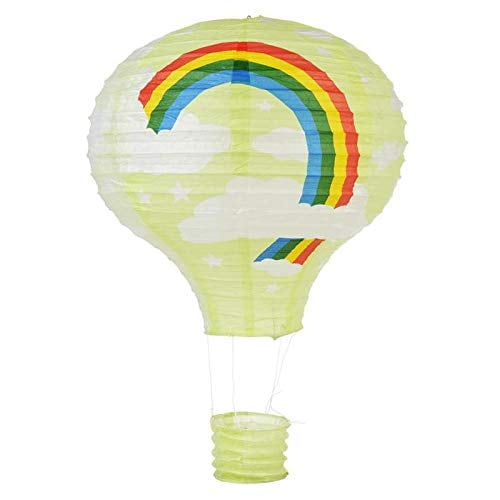 Quasimoon Light Lime Rainbow Hot Air Balloon Paper Lantern by PaperLanternStore