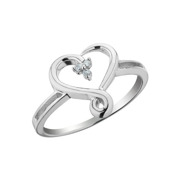 Diamond Accent Heart Ring in Sterling Silver