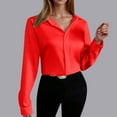 thumbnail image 2 of Annhoo Button down Shirts for Women Business Casual Lapel Long Sleeve Satin Blouses Fall Comfy Solid Work Tops, 2 of 8