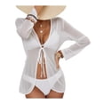 thumbnail image 2 of Cárdigan tipo kimono de gasa para mujer, traje de baño transparente de verano para bikini XBTCLXEBCO Blanco, Extra Grande, 2 of 6