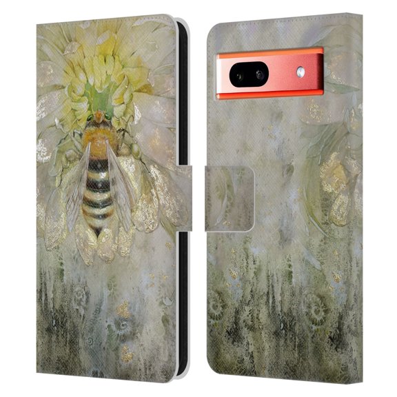 Head Case Designs Officially Licensed Stephanie Law Immortal Ephemera Bee Leather Book Wallet Case Cover Compatible with Google Pixel 7a