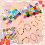OCARDI-Bracelet Making Kit - 10800+Pcs Polymer Clay&Glass Seed Beads and Letter&Bracelet Beads for Friendship Jewelry Making for Teen Girl Gifts