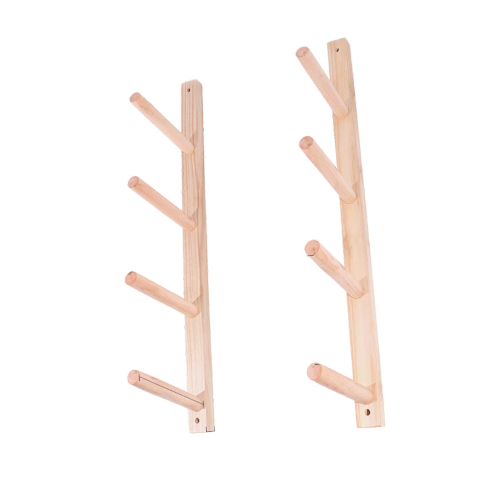 Fiocias 2 Pieces Wood Yoga Mat Storage Rack Gym Organizer Yoga Mat Holder for Skateboard 4 Tier