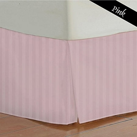Måløv Linen King Size Bed Skirts 21 Inches Drop 100 Percent Egyptian Cotton 400 Thread Count Pink Striped Qty 1pc Canada Linen King Size Bed Skirts 21 Inches, 21 Inch Drop King Size Bed Skirt