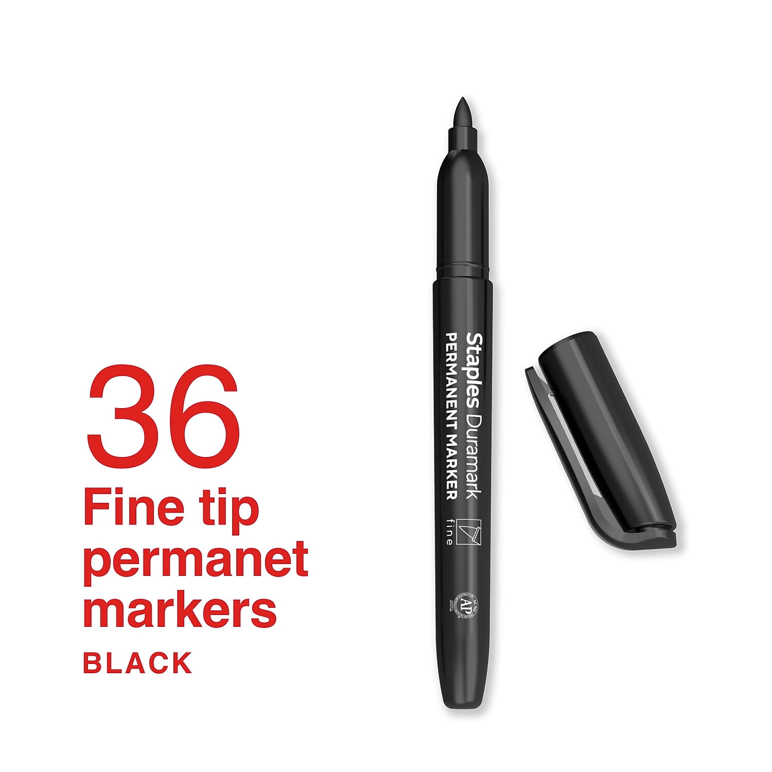 Staples Duramark Permanent Marker Fine Tip Black 36/Pack (ST62949)
