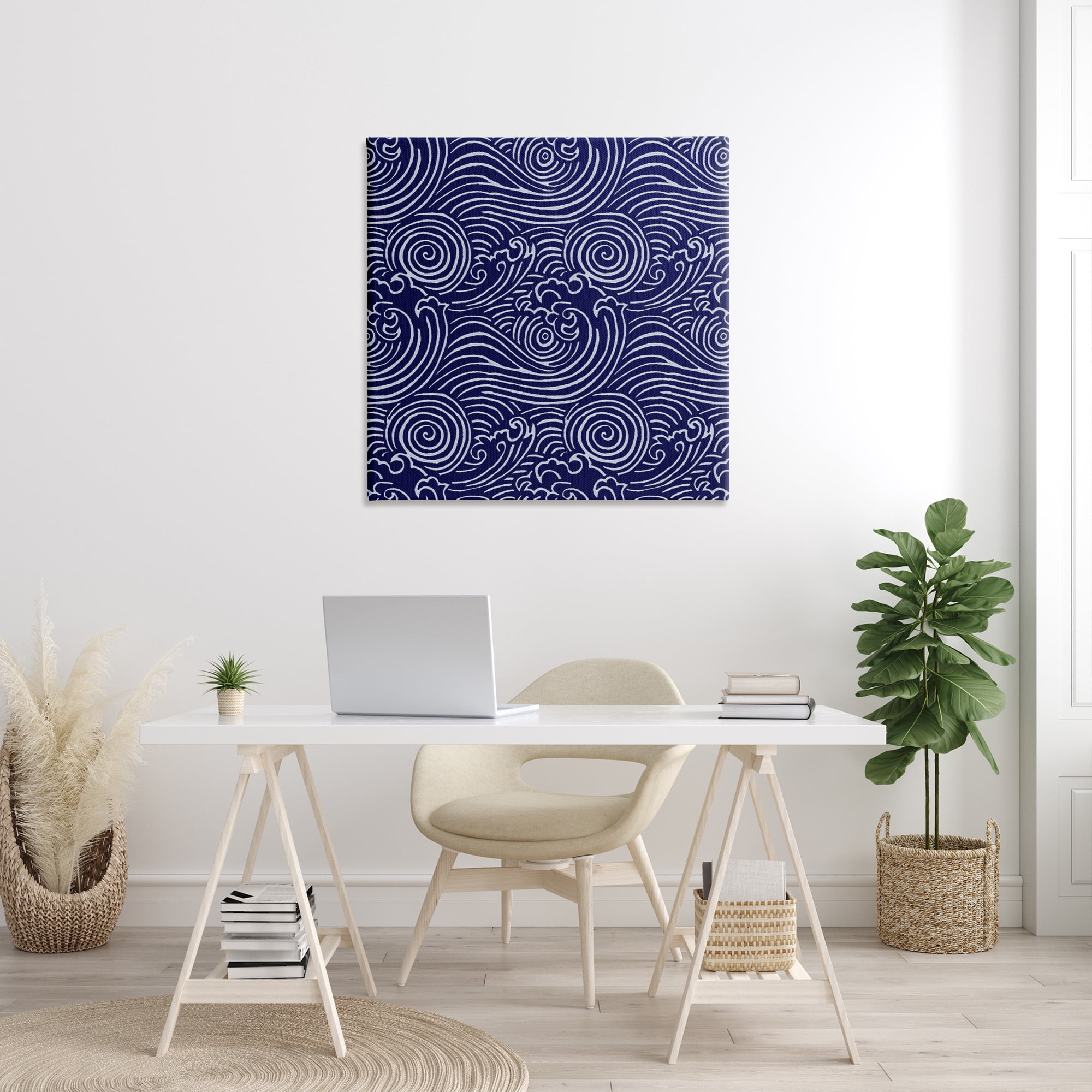Stupell Industries Blue Traditional Waves Nature Painting Gallery Wrapped Canvas Art Print Wall Art, 36 x 36