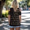 thumbnail image 4 of POLERO Women's Cut Out Cold Shoulder Tops US Flag Camo Print Summer Short Sleeve Sexy Shirts Travel Beach Hawaii Tunic Soft Lightweight Casual S, 4 of 8