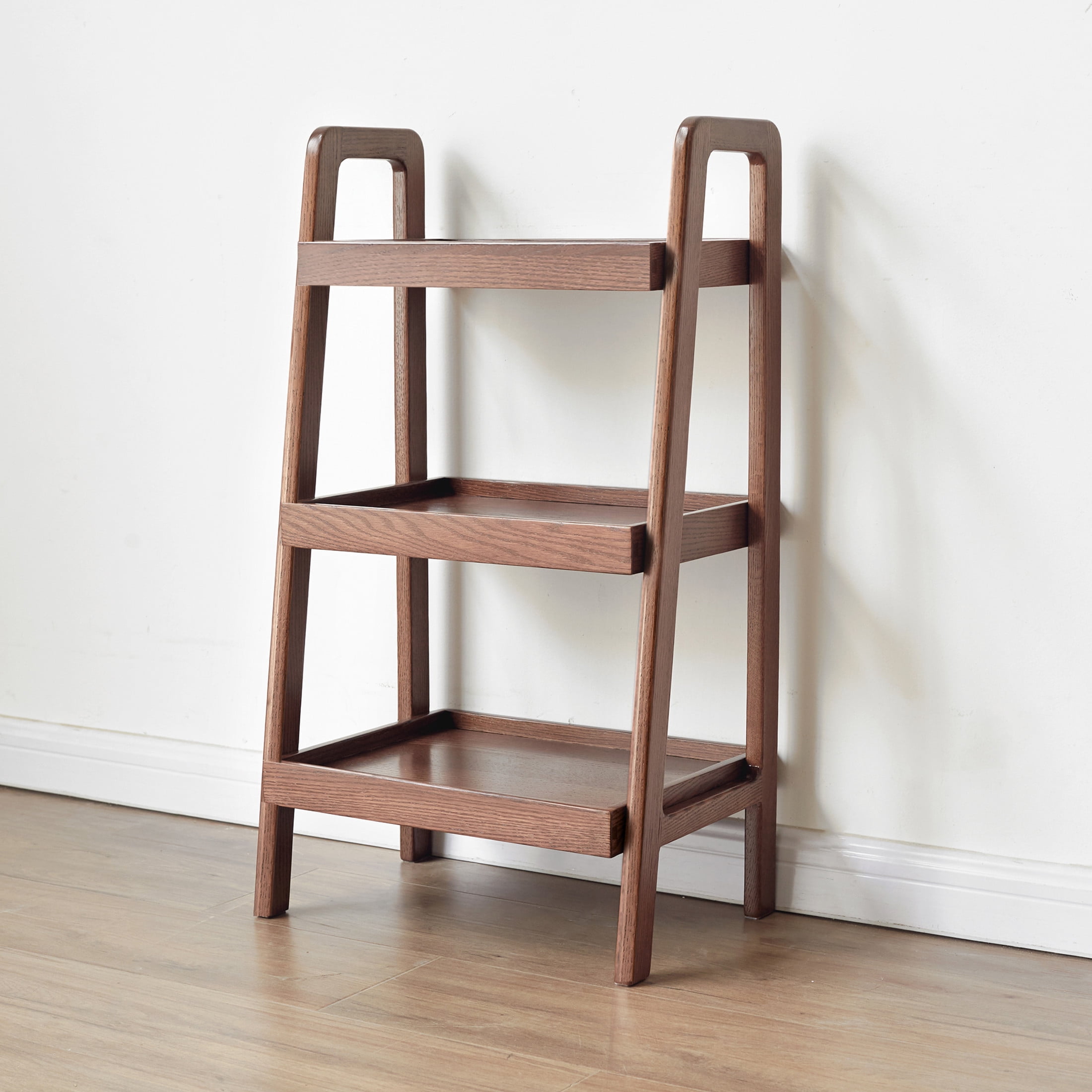 Walnut Color Oak Storage Bench with 3-Tier Beech Wood Shoe Rack, Stable Durable Design, Waterproof and Easy to Clean, Hassle-Free Assembly, Walnut
