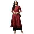 thumbnail image 1 of Yash Gallery Women's Cotton Printed Anarkali Kurta (Maroon), 1 of 5