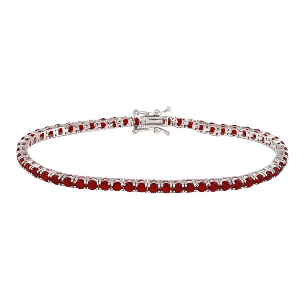 Synthetic Ruby Cubic Zirconia Endless Tennis Bracelet Sterling Silver