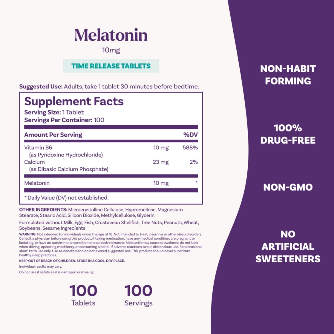 Natrol Melatonin 10 mg, Advanced Sleep Time Release Melatonin Supplement to Support Sleep Through the Night and Minimize Wake-Ups, 100 Tablets, Up to a 100 Day Supply