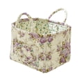 thumbnail image 2 of Floral Quilted Storage Basket with Handles, Foldable Fabric Laundry Basket Car Storage Organizer for Clothes Toys Sundries(D, One Size), 2 of 6