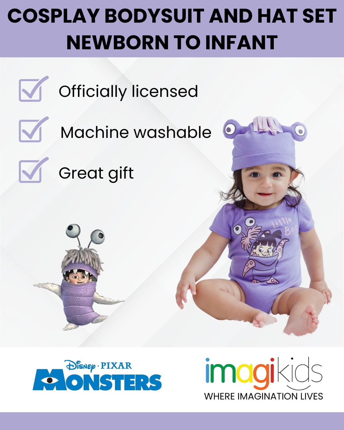 Disney Monsters Inc. Boo Cosplay Bodysuit and Hat Set Newborn to Infant -  Walmart.com