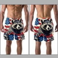 thumbnail image 3 of luoweisi Men's Beach Shorts Quick Dry Swim Trunks with Mesh Lining American Flag and Animals L, 3 of 5