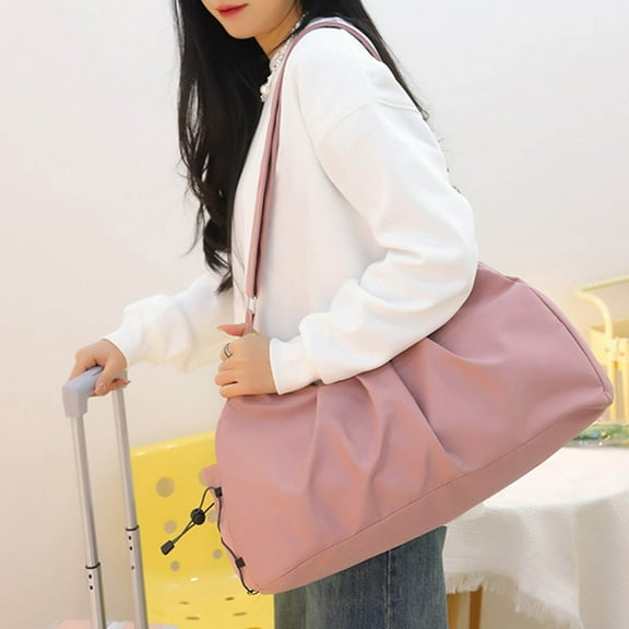 Travel Duffel Bag, Gym Bag for Women with Shoe Compartment, Large Expandable Weekender Bags for Women, Workout Overnight Carry on Duffle Bag for Travel, White