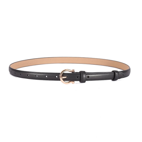 Women‘s Stretch Leather-Look Belt - Comfortable Thin Belt with Buckle for Jeans