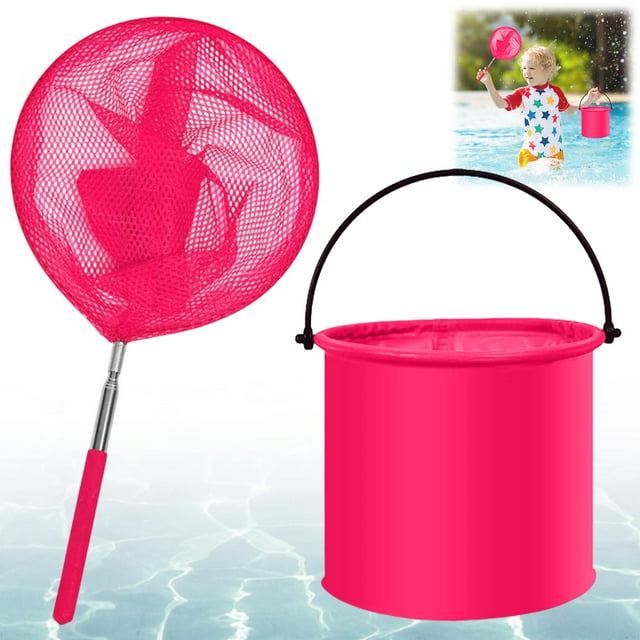 Uklsqma Stainless Steel Telescopic Swimming Pool Net | Durable Fishing and Butterfly Catching Tool | Cornerless Edges Mesh for Easy Cleaning | Kids Outdoor Activity Pool Cleaning Accessory