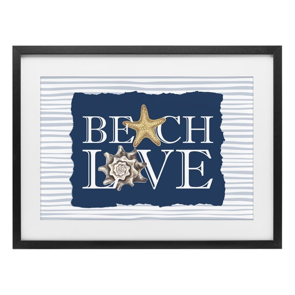 Stupell Industries Cottage Beach Love Seashells Black Framed Print Under Glass, 20 x 14, by Kim Allen