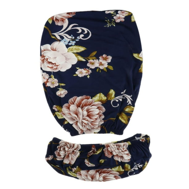 Office Lifting Sillón Giratorio Funda Antideslizante Estiramiento Extraíble Silla de La Computadora de cubierta con Florales Floral-Navy