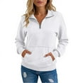 thumbnail image 6 of Women Sweatshirt Casual Long Sleeve Half Zip Pullover Lightweight Casual Loose Fashion Sweatshirts White XL, 6 of 6