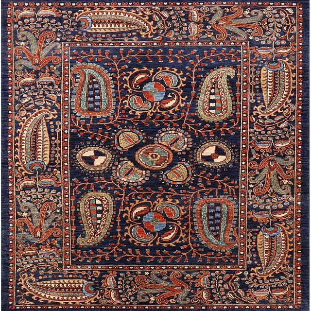 Ahgly Company Tapis d'Intérieur Carré Mid-Century Moderne Rose Pourpre Zone Orientale, 7' Carré