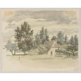 thumbnail image 2 of Jan Striening 14x12 Gold Ornate Wood Frame and Double Matted Museum Art Print Titled - Landscape with Farm Surrounded by Trees (1866), 2 of 4