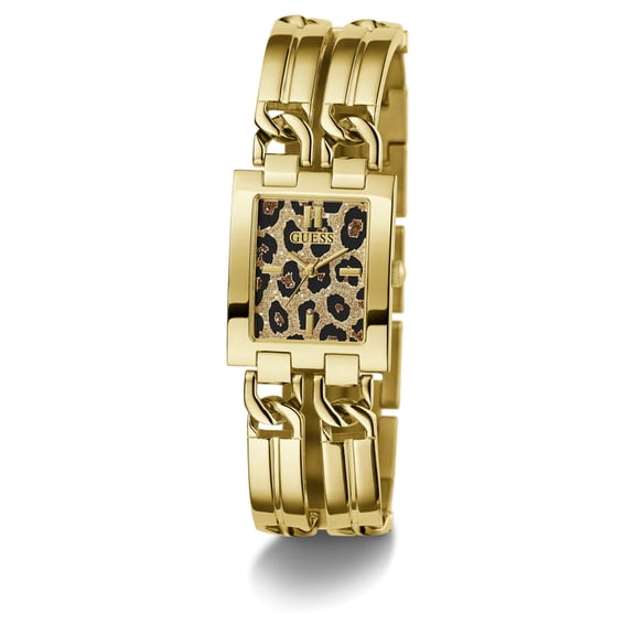 Guess Iconic Animal Leopard Print Gold Tone Ladies Watch