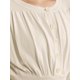 thumbnail image 5 of Vestido midi de punto acanalado para mujer Inspire Chic, con cuello redondo, mangas de linterna plisadas, corte A, color beige, 5 of 6