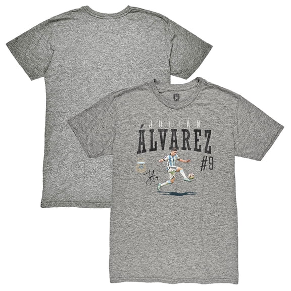 Men's 1863FC Juli-n -lvarez Heather Gray Argentina National Team Snapshot Tri-Blend T-Shirt