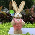 thumbnail image 5 of 35Cm Simulation Straw Easter Bunny Piece, with Pink Gingham attire & Colorful Butterfly, for Butterfly Garden decor, Outdoor Easter Celebrations and Spring Yard Makeovers, 5 of 5