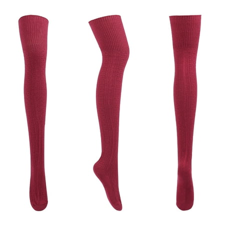 

Yrtoes Socks for Women Clearance Autumn Winter Women Striped Solid Color Cotton Knit Over-The-Knee Stockings