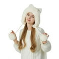 thumbnail image 4 of Tuque d'Hiver pour Femmes, Péruvienne, Cache-Oreilles, Cache-Oreilles, Sherpa, Ski, Neige, Tricotée, Doublée en Molleton, 3 Pompons, 4 of 5