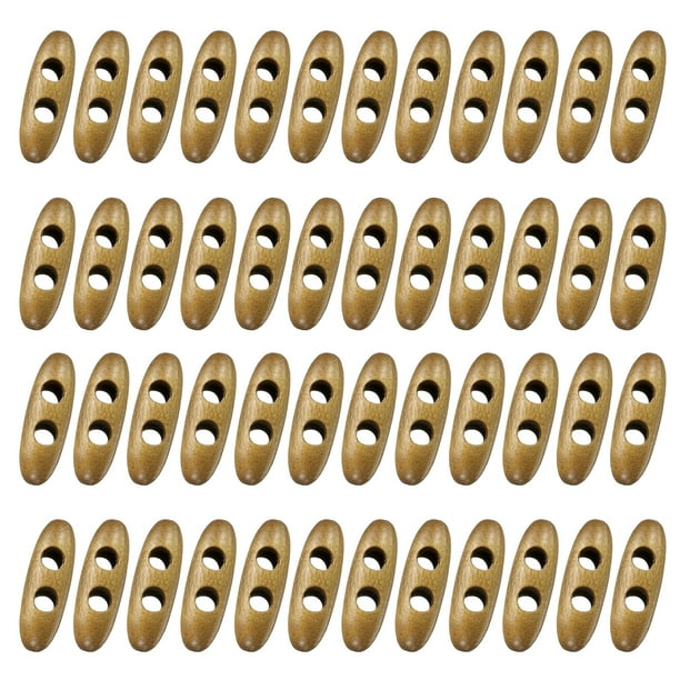 50 Piezas de Botones de Madera con Toggle, Botones de Madera en Forma de Aceituna de 30 mm/1.2 Pulgadas con Doble Agujero para Costura DIY de Abrigos, Café Claro